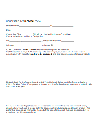 Student Honors Project Proposal Form