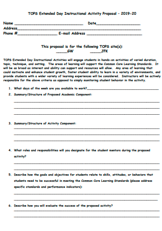 Student Instructional Activity Proposal