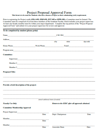 Student Project Proposal Approval Form