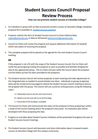 Student Success Council Proposal Review Process