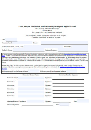 Student Thesis Project Proposal Approval Form