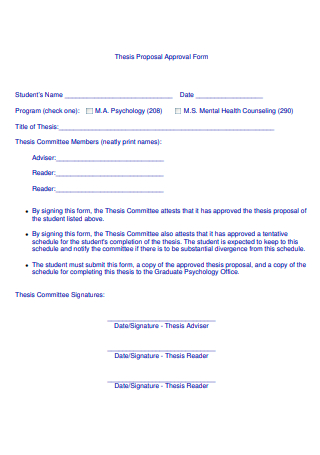 Student Thesis Proposal Approval Form