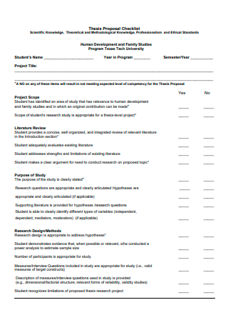 Student Thesis Proposal Checklist1