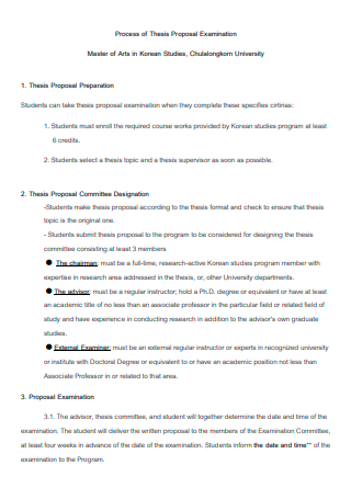 Student Thesis Proposal Examination