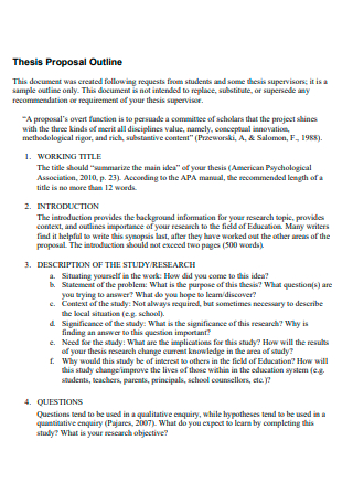 Student Thesis Proposal Outline