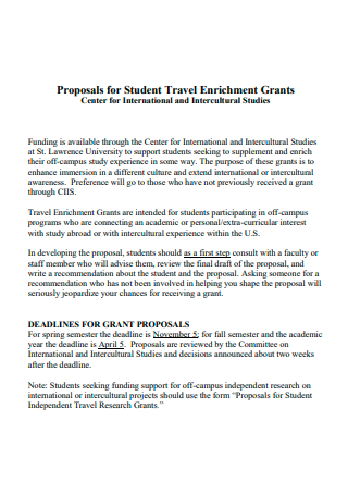 Student Travel Grant Proposal