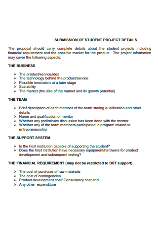 Submission of Student Project Proposal