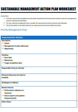 Sustainable Management Action Plan Worksheet