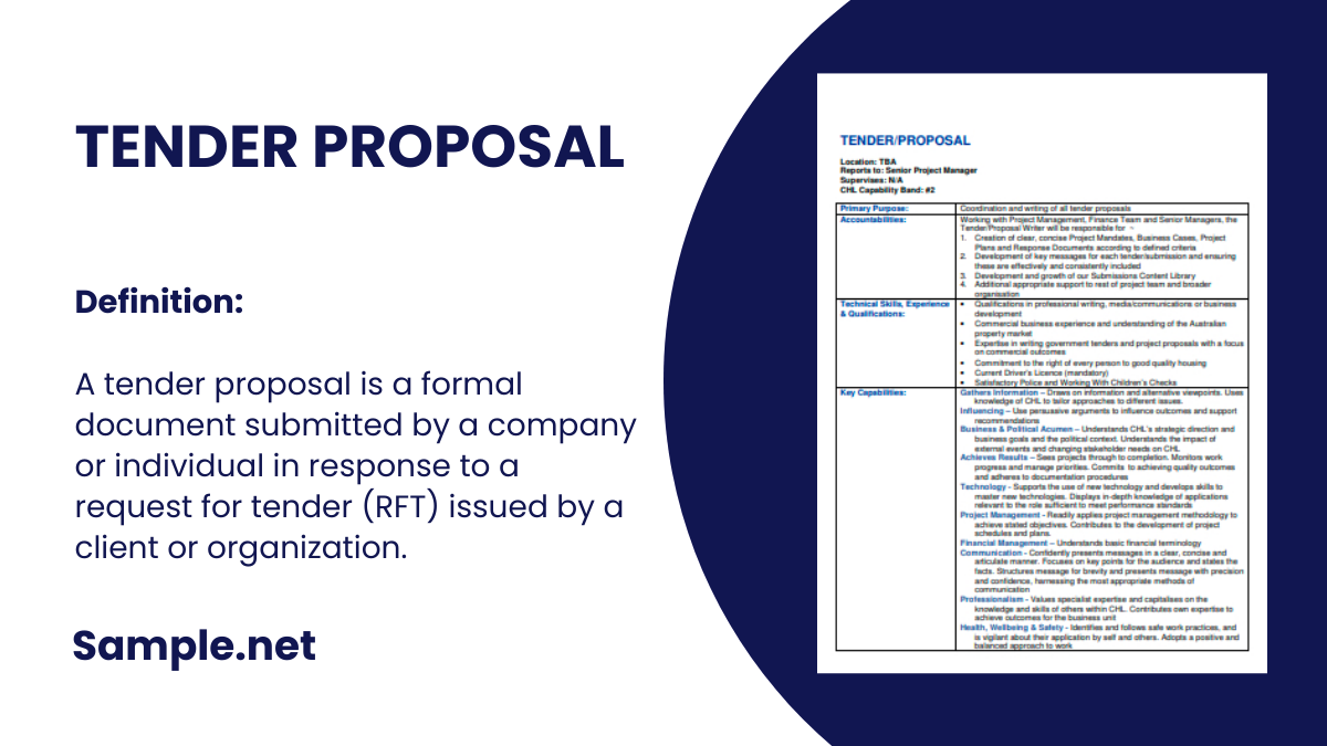 Tender Proposal Template Sample WORD Of Simple Business Tender