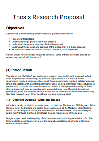 Thesis Research Proposal Template