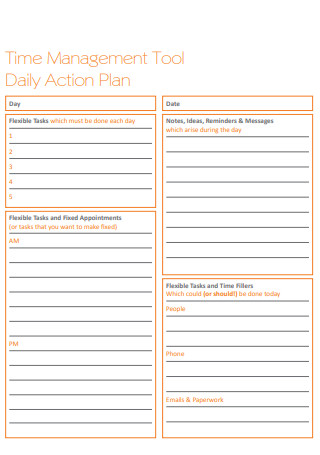 Time Management Tool Daily Action Plan