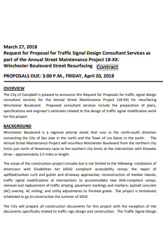 Traffic Signal Design Contract Proposal