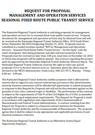 Transit Operations Management Proposal