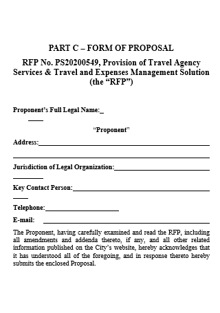 Travel Agency Proposal Form