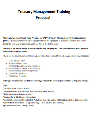 Treasury Management Training Proposal