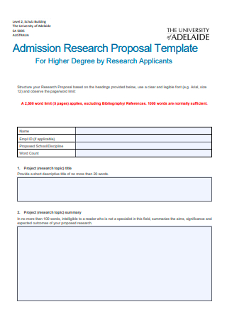 University Admission Research Proposal
