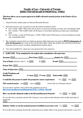 University Directed Research Proposal Form