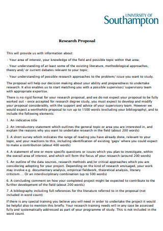 University Research Proposal Example