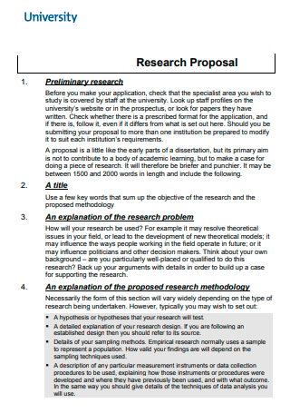 University Research Proposal Template
