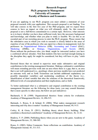 University of Faculty of Business and Economics Research Proposal