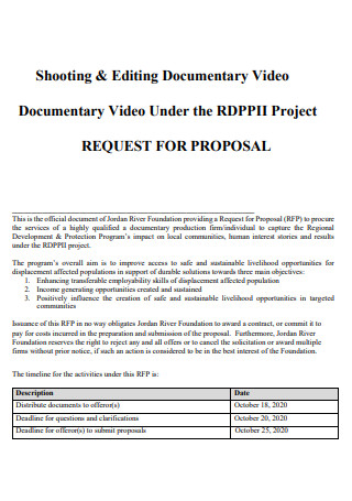 Video Documentary Editing Proposal