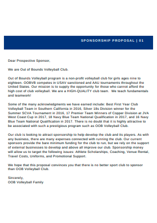 Volleyball Club Sponsorship Proposal