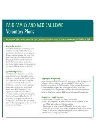 Voluntary Paid Family and Medical Leave Plan