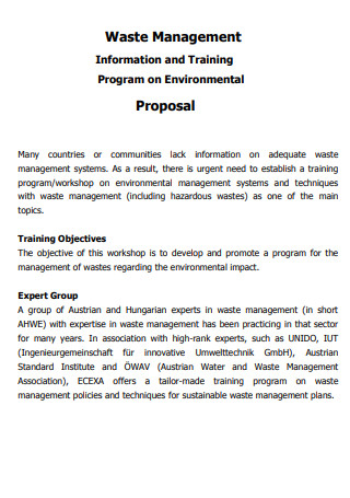Waste Management Training Proposal