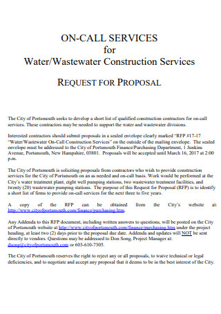 Wastewater Construction Services Proposal