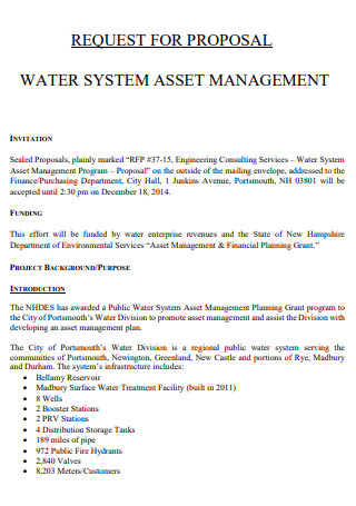 Water System Asset Management Proposal
