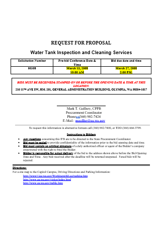 Water Tank Inspection and Cleaning Services Proposal