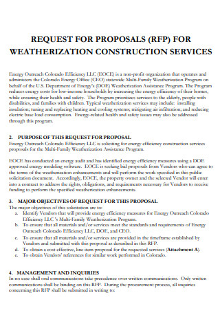 Weatherization Construction Services Proposal