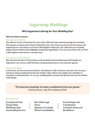Wedding Catering Proposal Format
