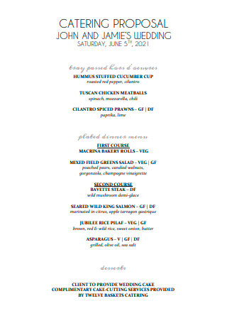 Wedding Catering Proposal in PDF