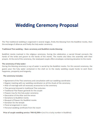 Wedding Ceremony Event Proposal