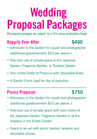 Wedding Event package Proposal