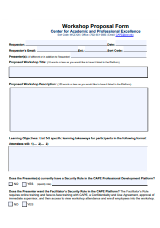 Workshop Training Proposal Form