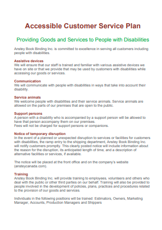 Accessible Customer Service Plan