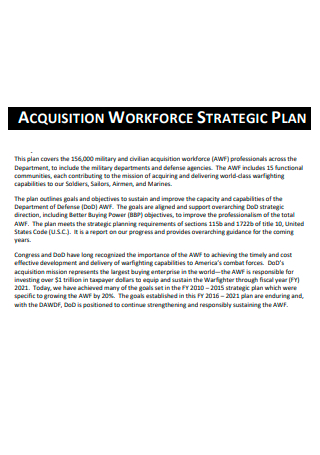 Acquisition Workforce Strategic Plan