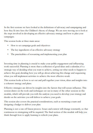 Advocacy and Campaigning Strategy Plan