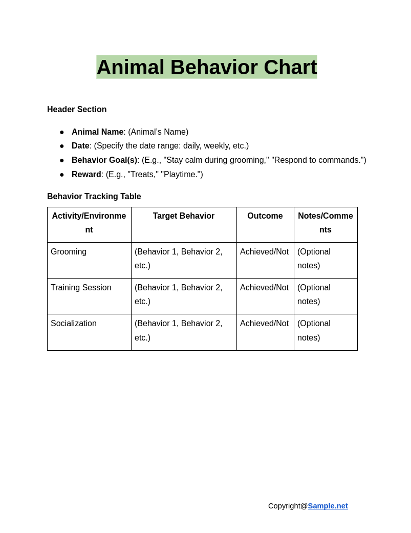 Animal Behavior Chart Google Docs 01 02 2025 11 32 AM