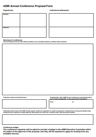 Annual Conference Budget Proposal Form