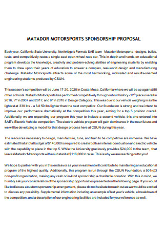 Automotive Sports Sponsorship Proposal