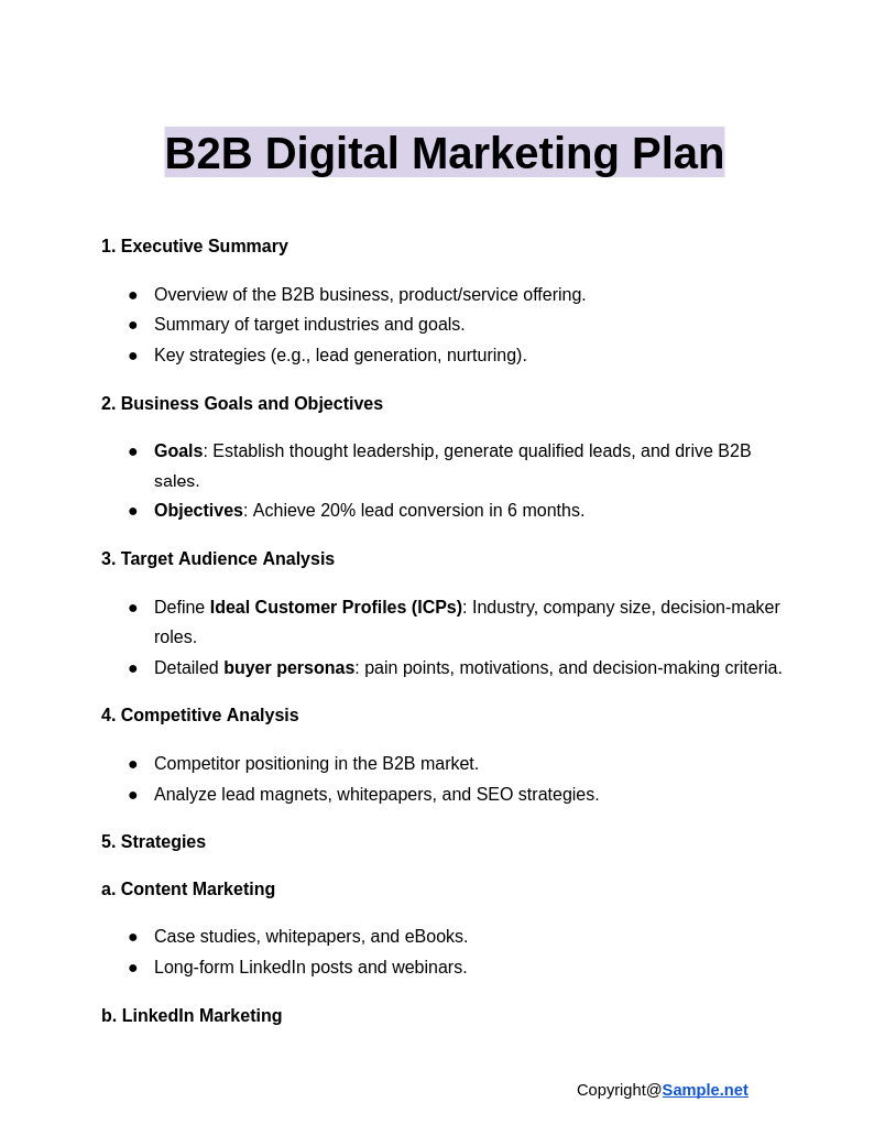 B2B Digital Marketing Plan Google Docs 01 06 2025 04 23 PM