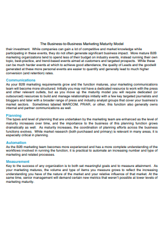 B2B Marketing Maturity Model Planning