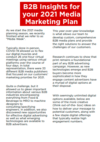 B2B Media Marketing Plan