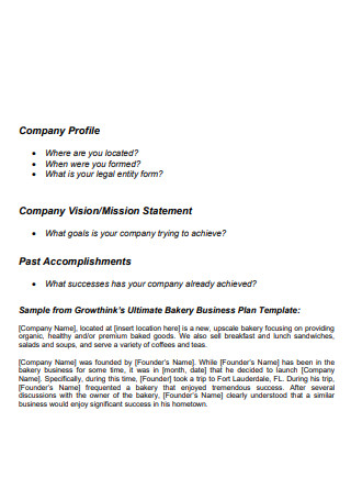 sample business plan of bakery