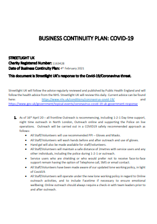 Basic Charity Business Continuity Plan