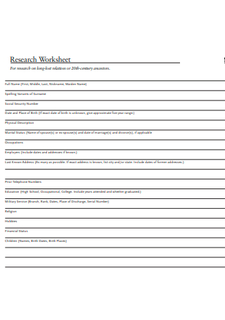 Basic Research Worksheet