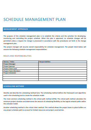 Basic Schedule Management Plan